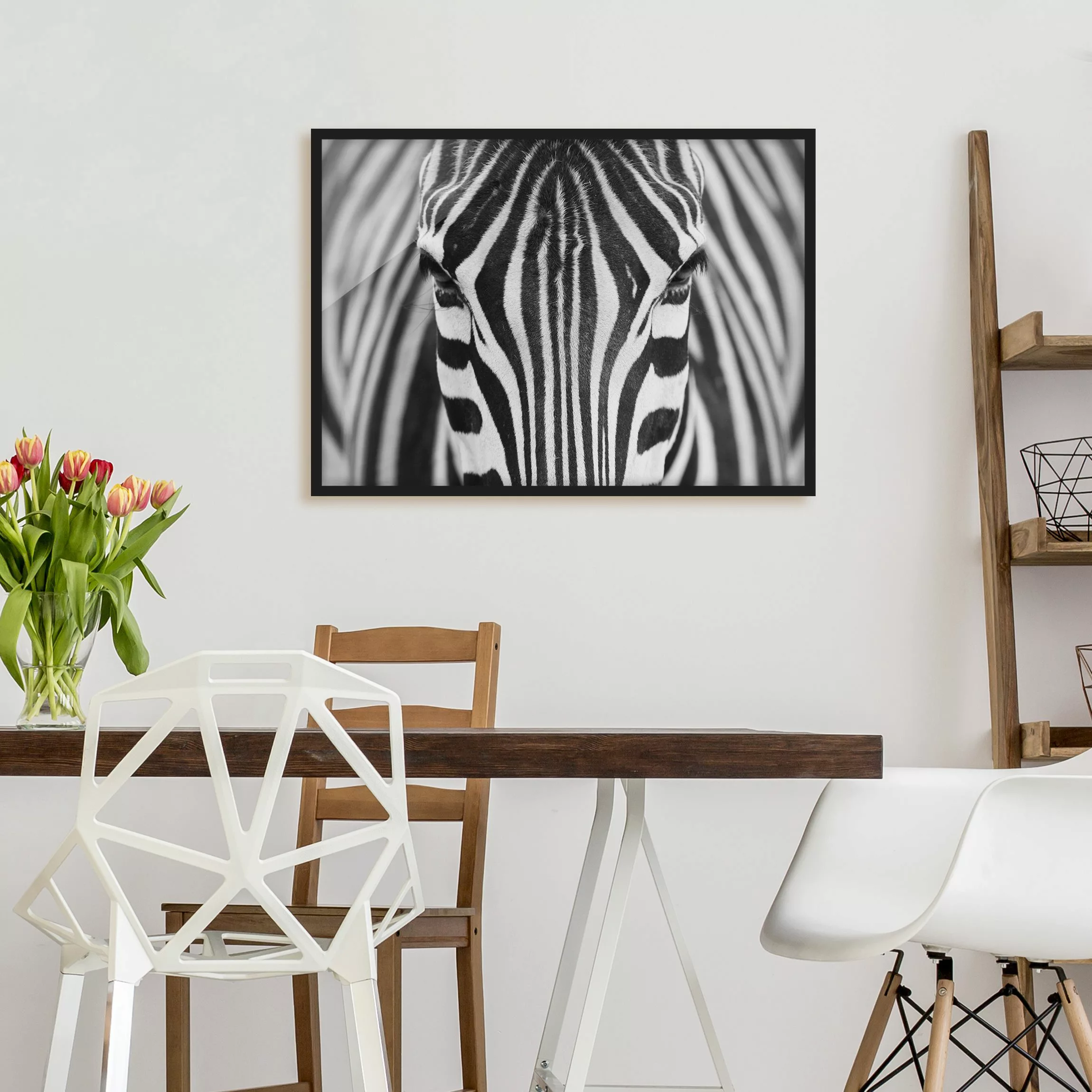 Bild mit Rahmen - Querformat Zebra Look günstig online kaufen