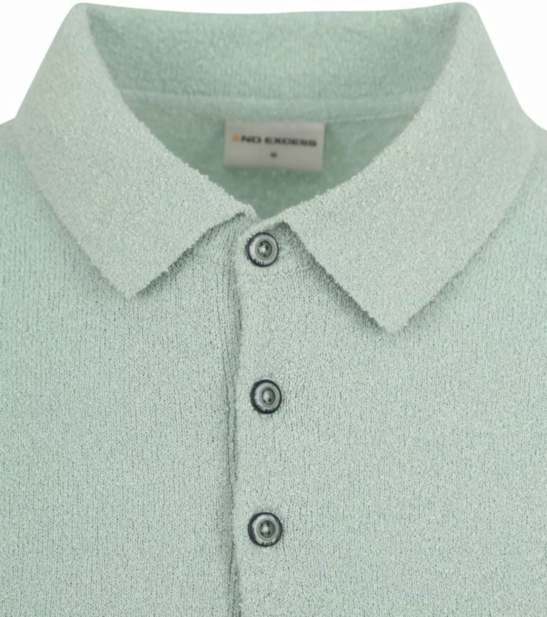 No Excess Knitted Poloshirt Struktur Grün - Größe M günstig online kaufen