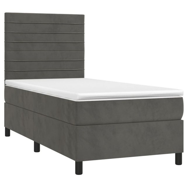 vidaXL Bett Boxspringbett mit Matratze & LED Dunkelgrau 90x190 cm Samt günstig online kaufen