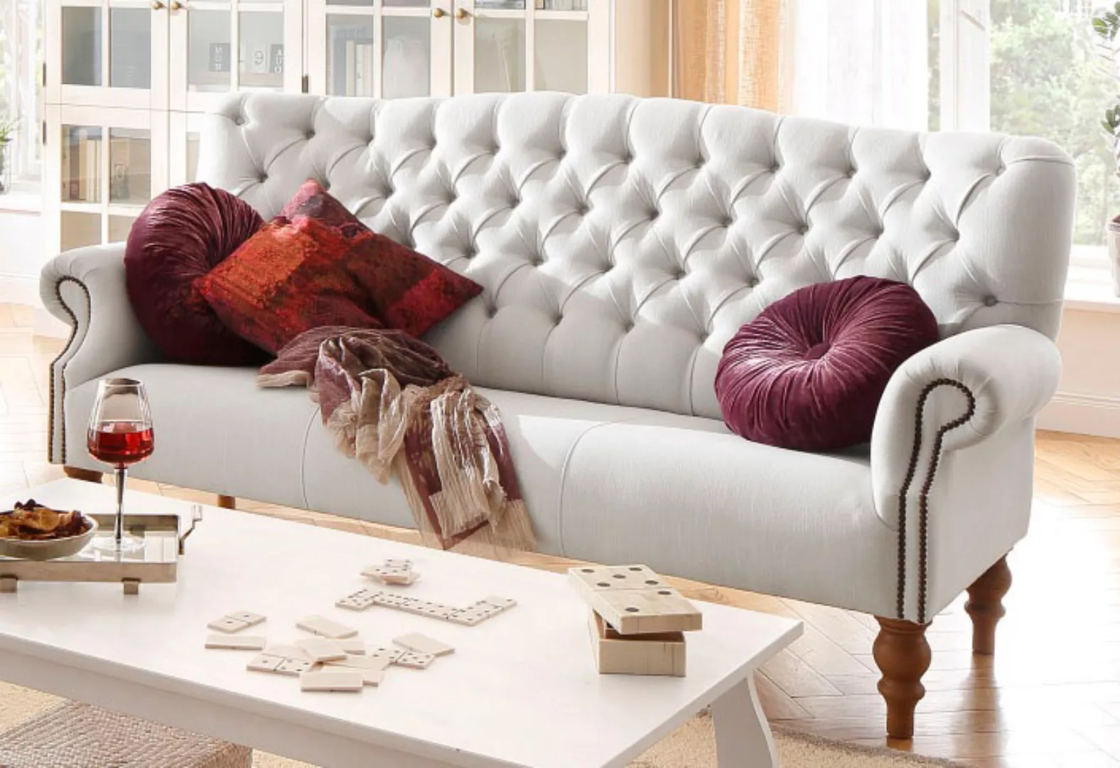 Home affaire Chesterfield-Sofa "Lord", mit echter Chesterfield-Knopfheftung günstig online kaufen