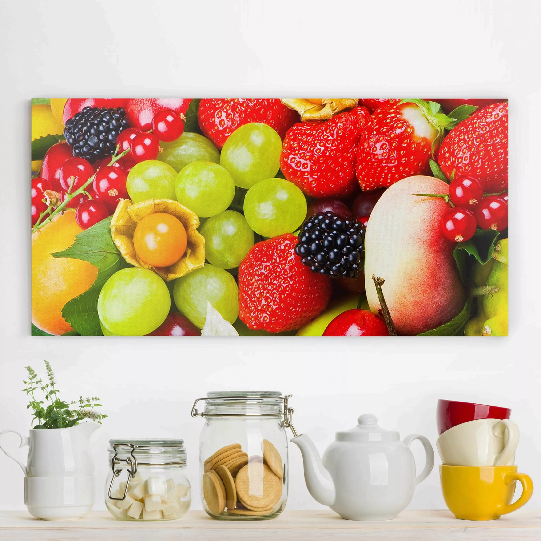 Leinwandbild Küche - Querformat Fruit Basket günstig online kaufen