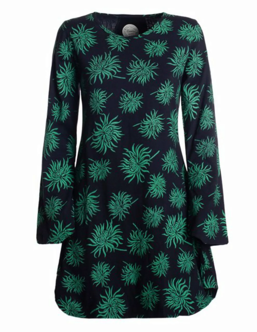 Vishes Tunikakleid Langarm Damen Blumen-Tunika Shirt-Kleid Glockenärmel Bau günstig online kaufen