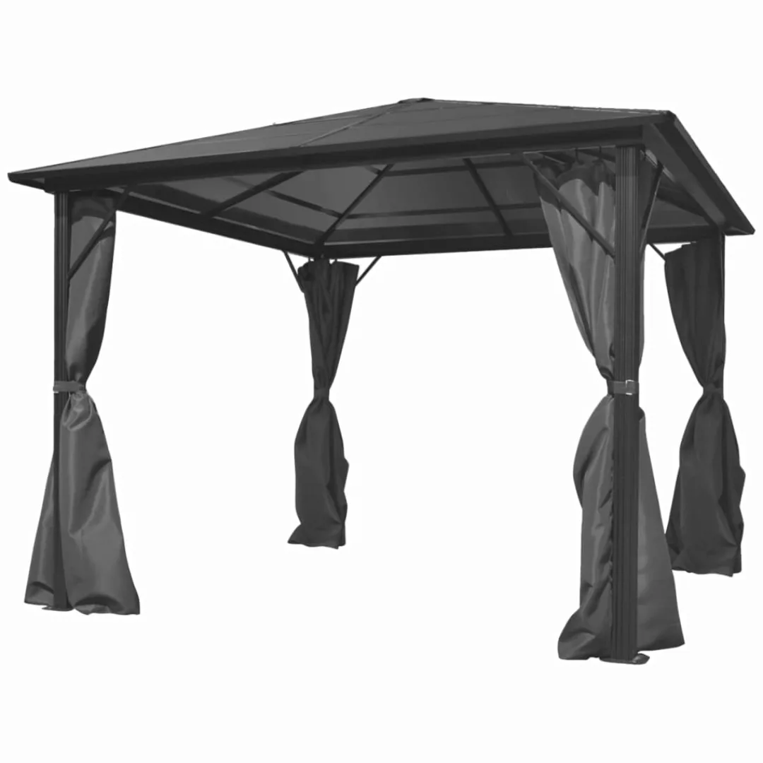 Pavillon Mit Vorhängen Anthrazit Aluminium 300 X 300 Cm günstig online kaufen