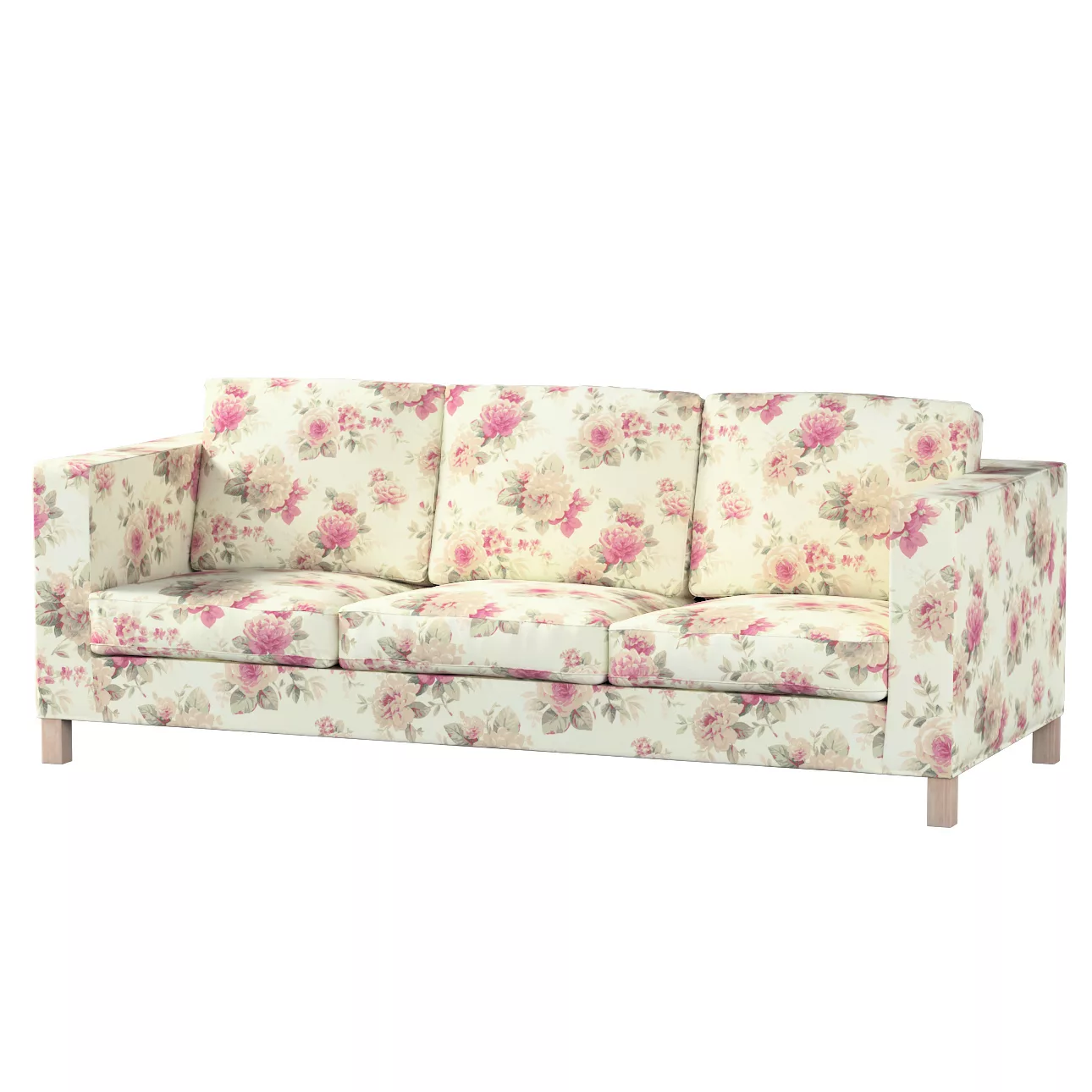 Bezug für Karlanda 3-Sitzer Sofa nicht ausklappbar, kurz, beige- rosa, Bezu günstig online kaufen