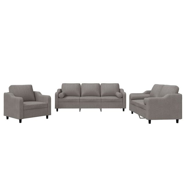 vidaXL Sofa Sofagarnitur Set mit Kissen Stoff, 3-tlg., Taupe günstig online kaufen