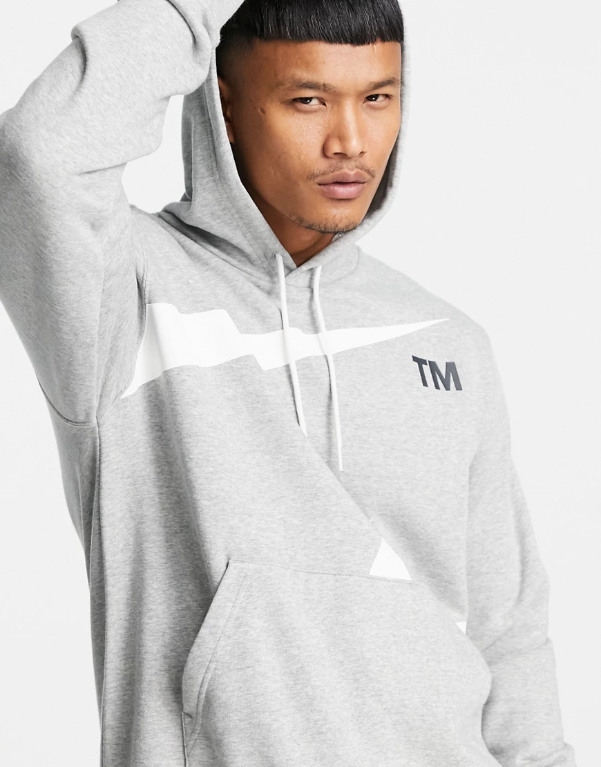 Nike – Fleece-Kapuzenpullover in Grau mit Swoosh-Logo günstig online kaufen