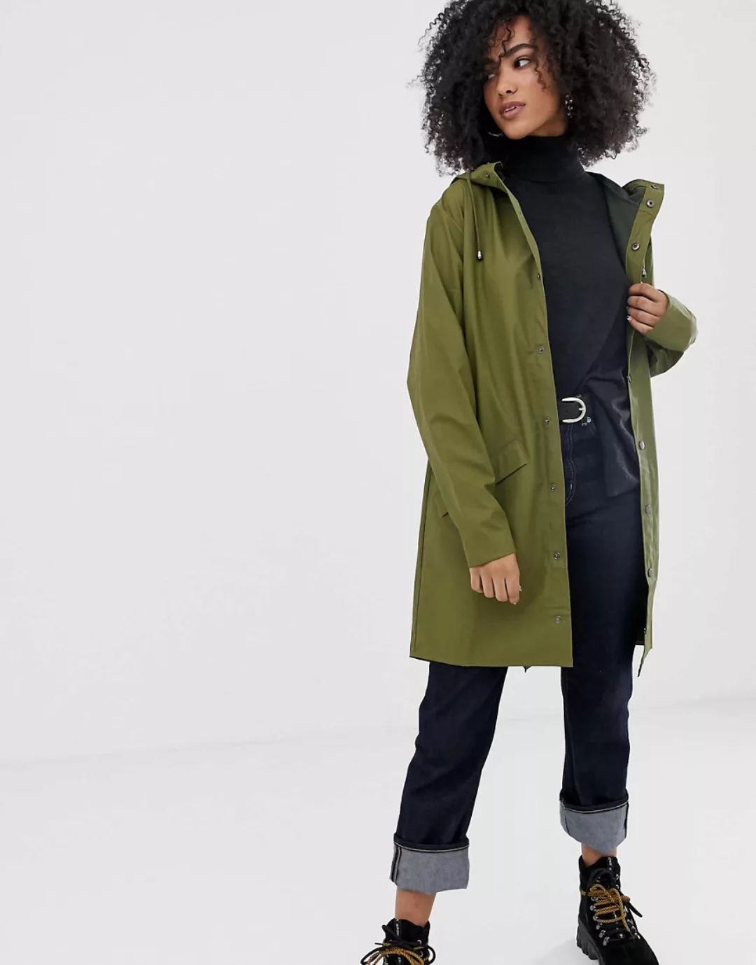 Rains Regenjacke Long Jacket Green XS günstig online kaufen