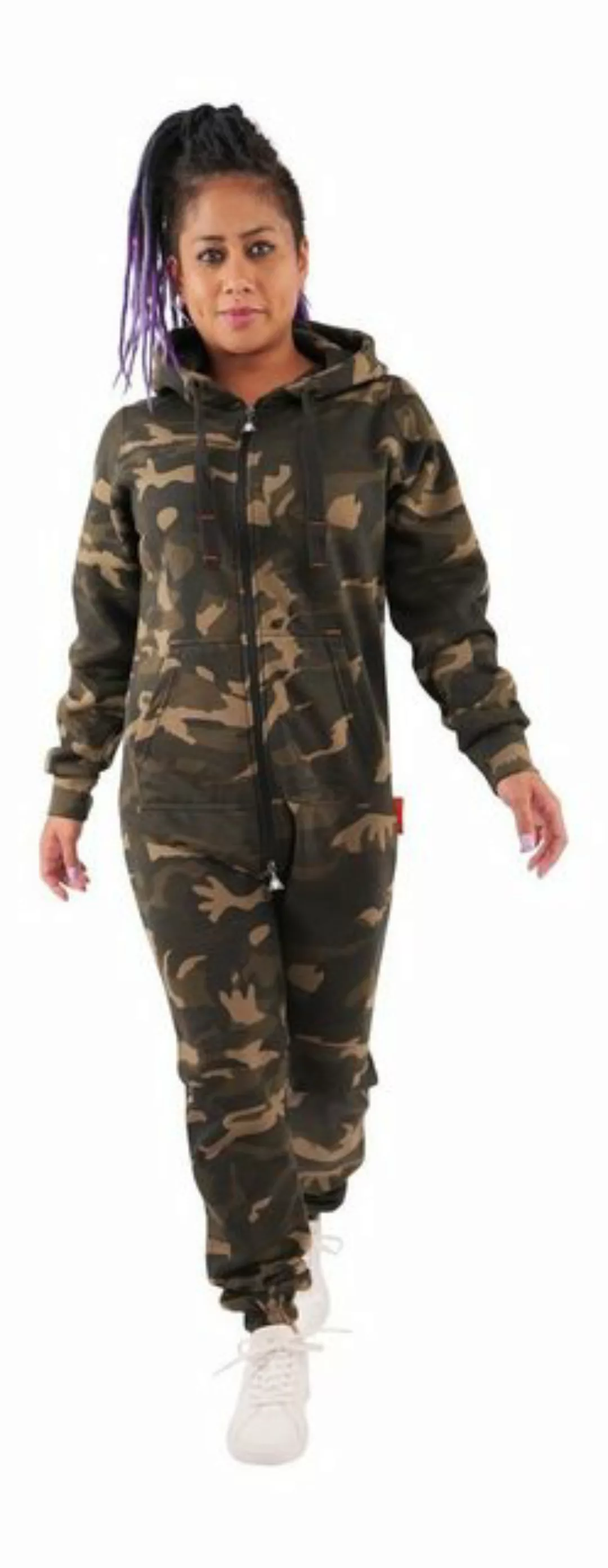 O'Poppy Jumpsuit Damen camo olive (1-tlg) mit Kapuze und Eingrifftaschen günstig online kaufen