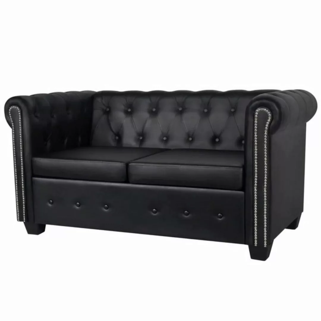 vidaXL Sofa Chesterfield Sofa 2-Sitzer Kunstleder Schwarz günstig online kaufen