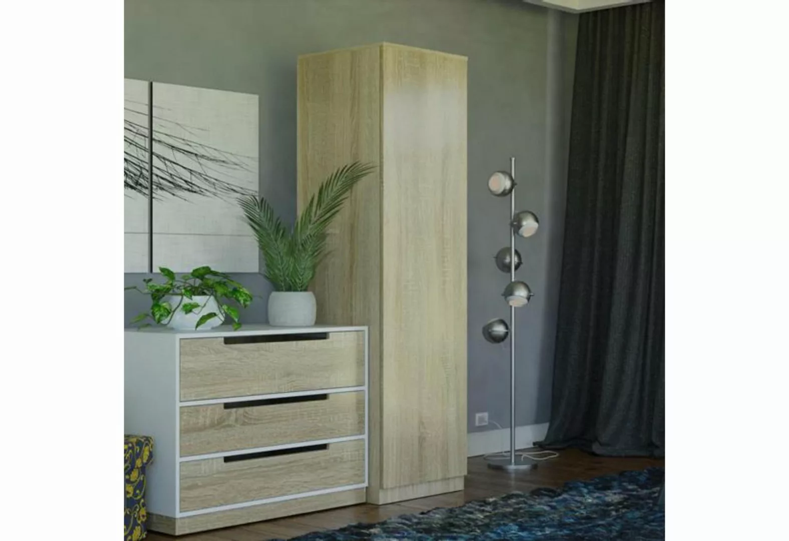 Beautysofa Drehtürenschrank Solana (1-türig Kleiderschrank, 50 cm breit Sch günstig online kaufen