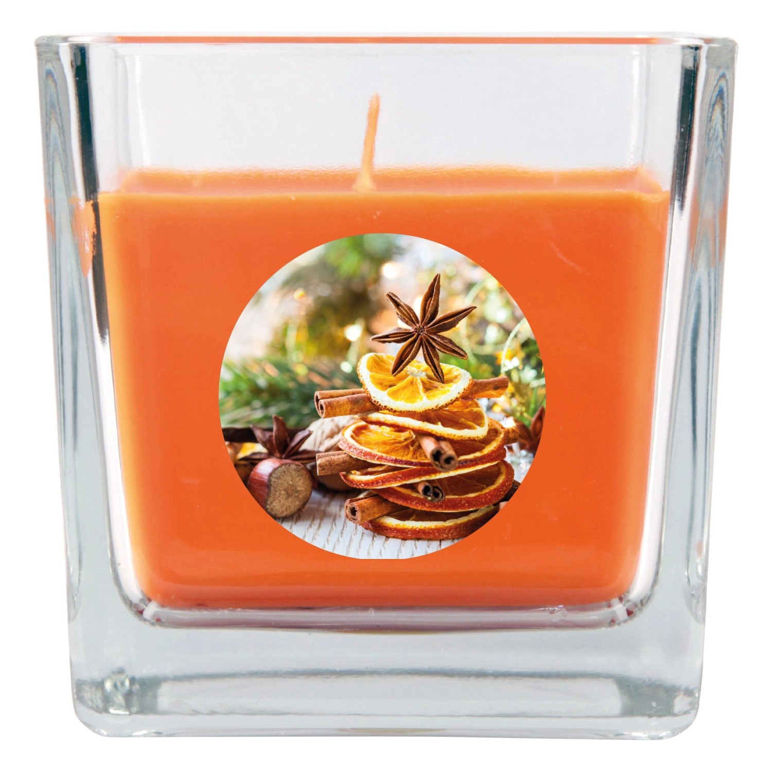 HS Candle Duftkerze & Glas Weihnachten Orange Bonbon 50h günstig online kaufen