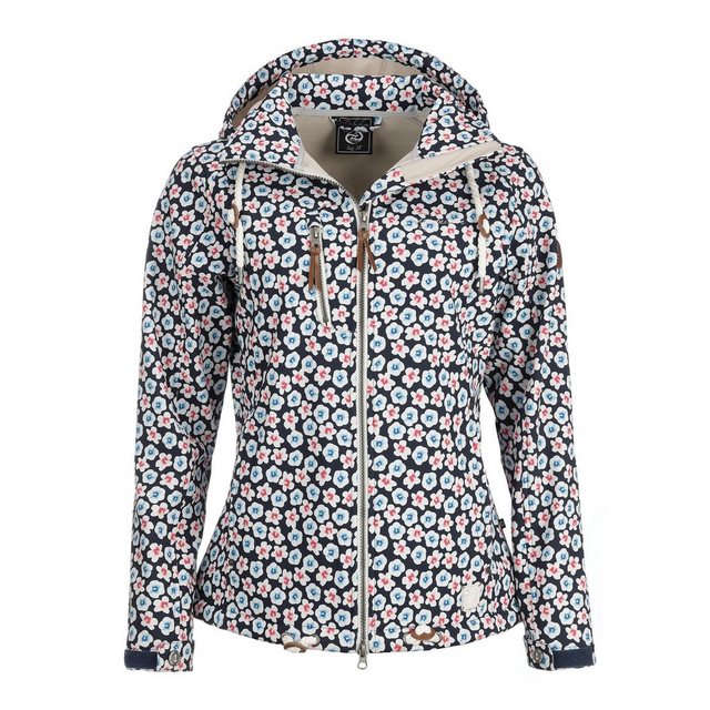 Dry Fashion Softshelljacke Damen Jacke Wismar Blumen-Print Kapuze Fleece-Fu günstig online kaufen