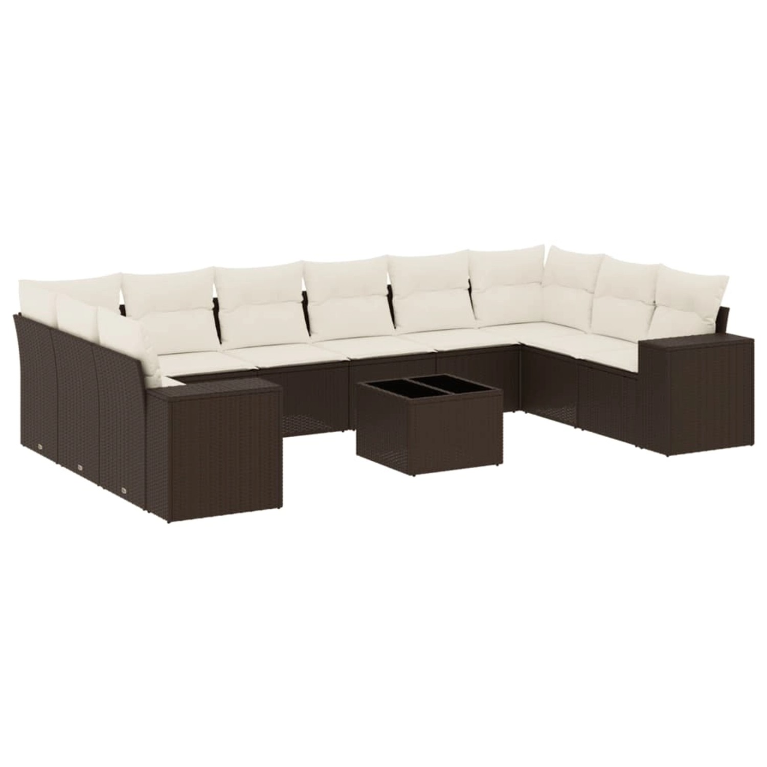 vidaXL 11-Tlg Garten-Sofagarnitur mit Kissen Braun Poly Rattan 3223082 günstig online kaufen