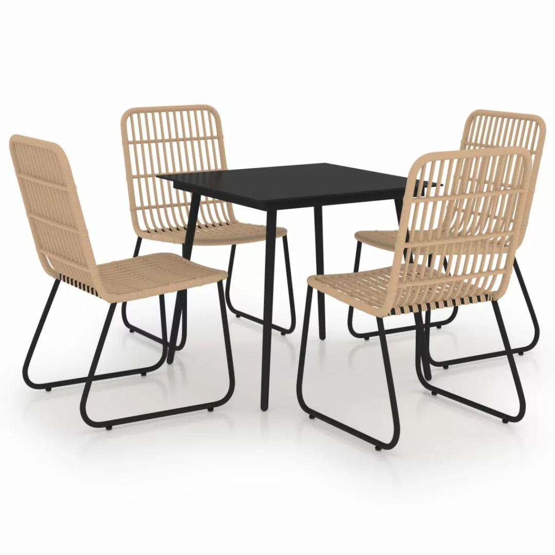 5-tlg. Garten-essgruppe Poly Rattan Und Glas günstig online kaufen