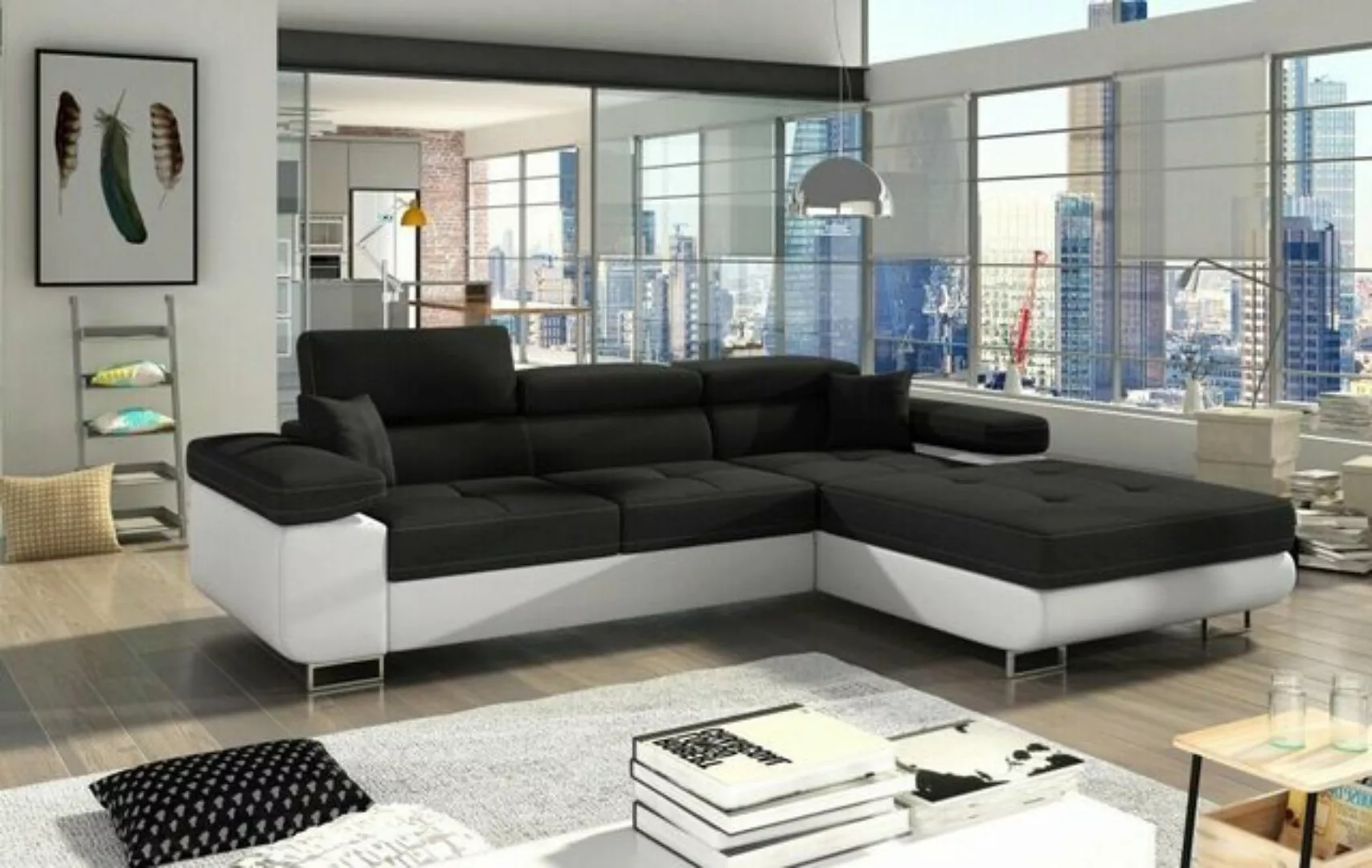 JVmoebel Ecksofa Moderne Graue Wohnlandschaft L-Form Sofa luxus Eck-Couch N günstig online kaufen