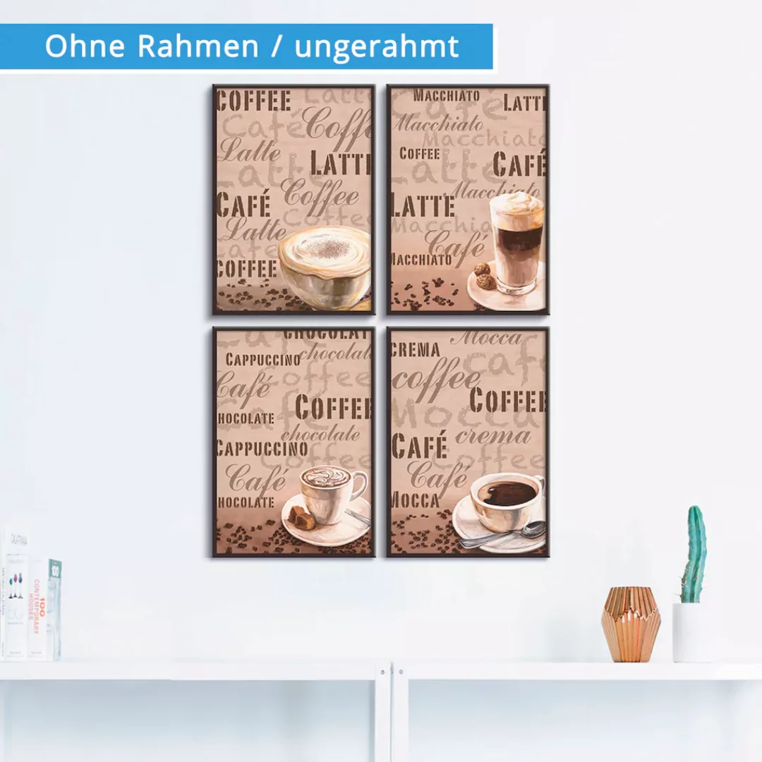 Artland Poster "Milchkaffee Latte MacchiatoChocolate", Getränke, (4 St.), P günstig online kaufen