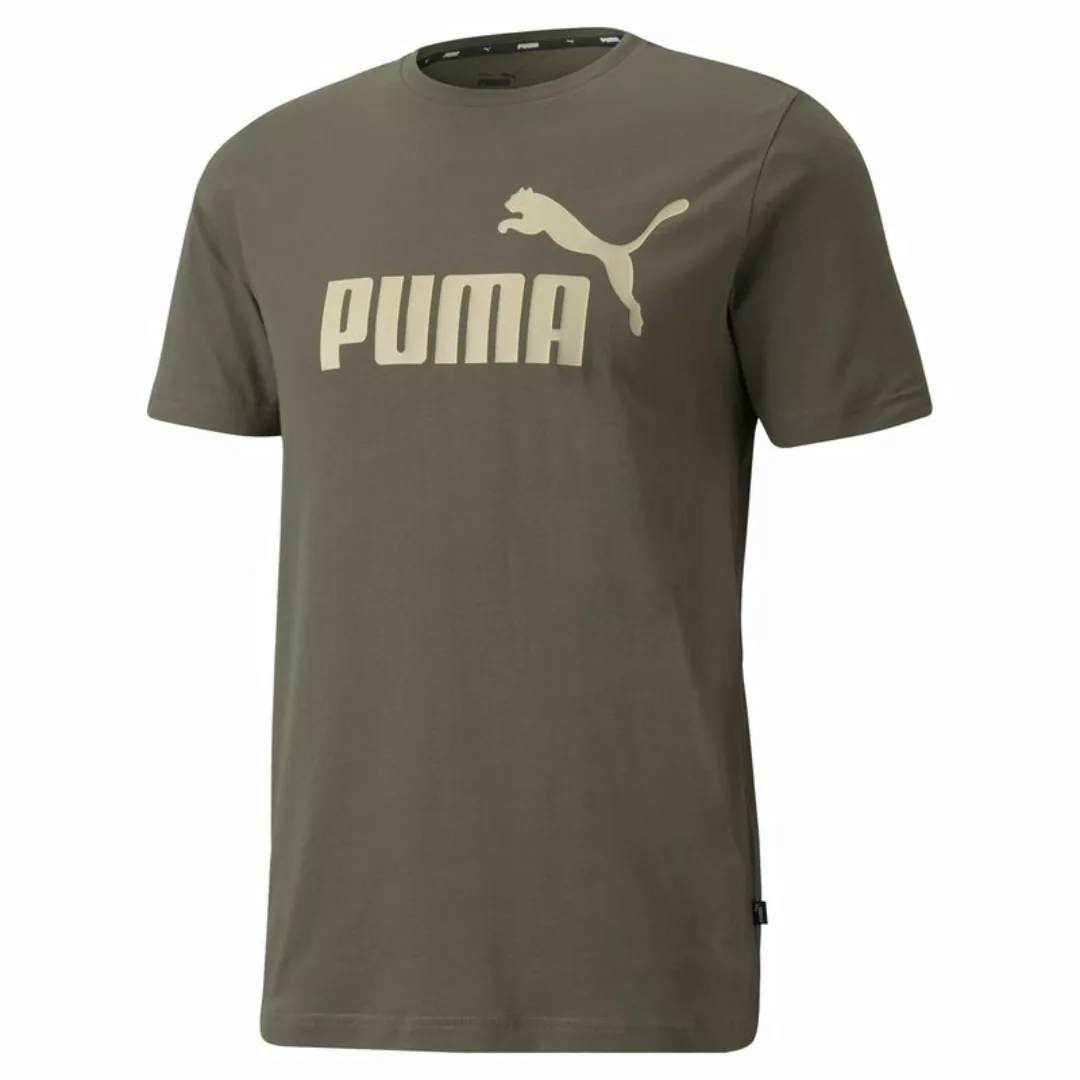 PUMA Herren T-Shirt - ESS Logo Tee, Rundhals, Baumwolle, uni Grün S günstig online kaufen