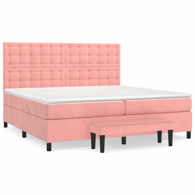 vidaXL Bettgestell Boxspringbett mit Matratze Rosa 200x200 cm Samt Bett Bet günstig online kaufen