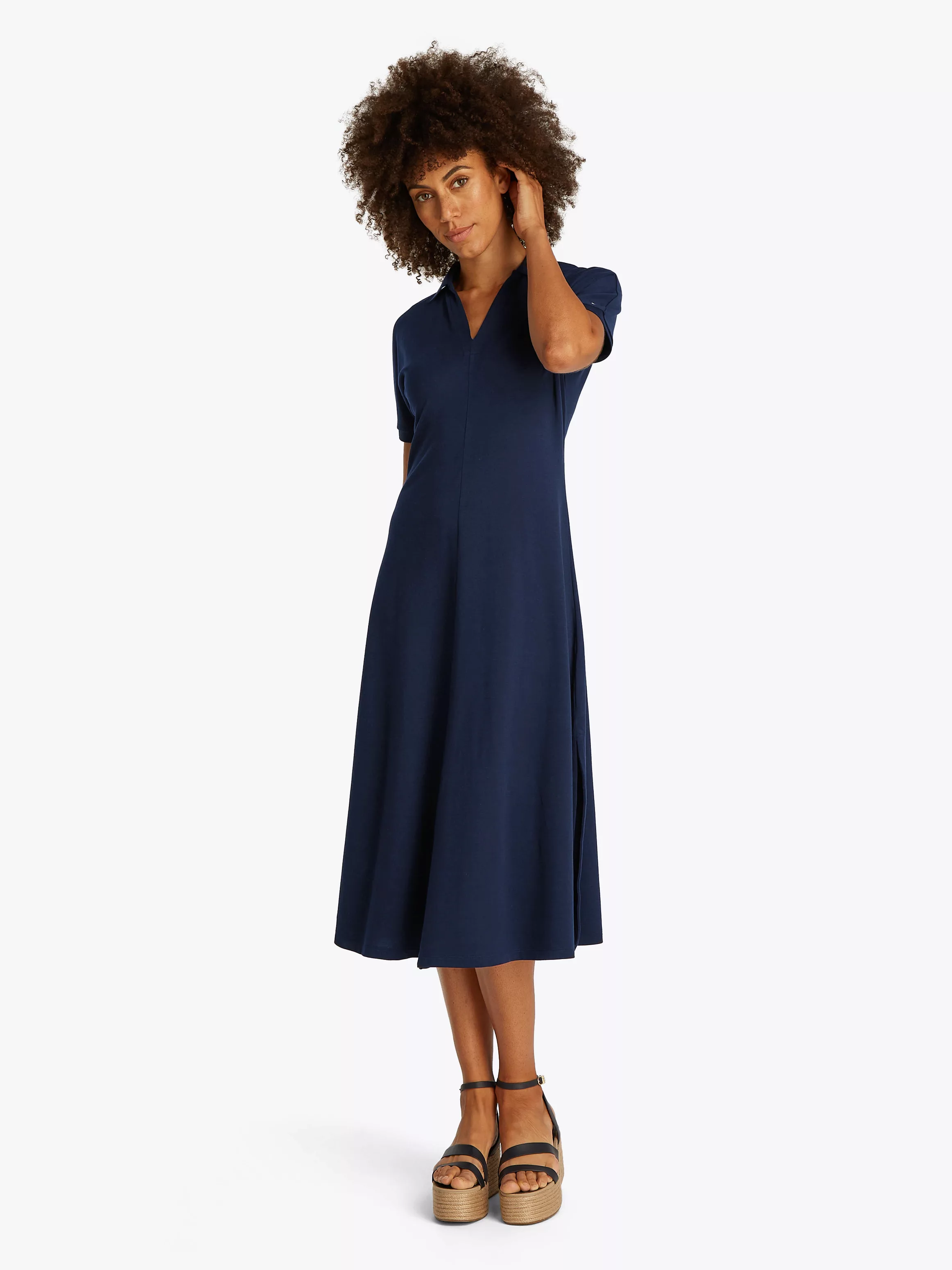 Tommy Hilfiger Polokleid "LYOCELL OPEN-NK MIDI DRESS", in Midi-Länge, mit a günstig online kaufen