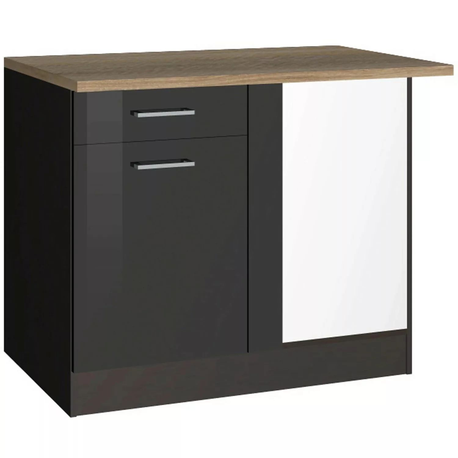 Held Möbel Küchen-Eckschrank Mailand 110 cm Hochglanz Weiß/Weiß günstig online kaufen