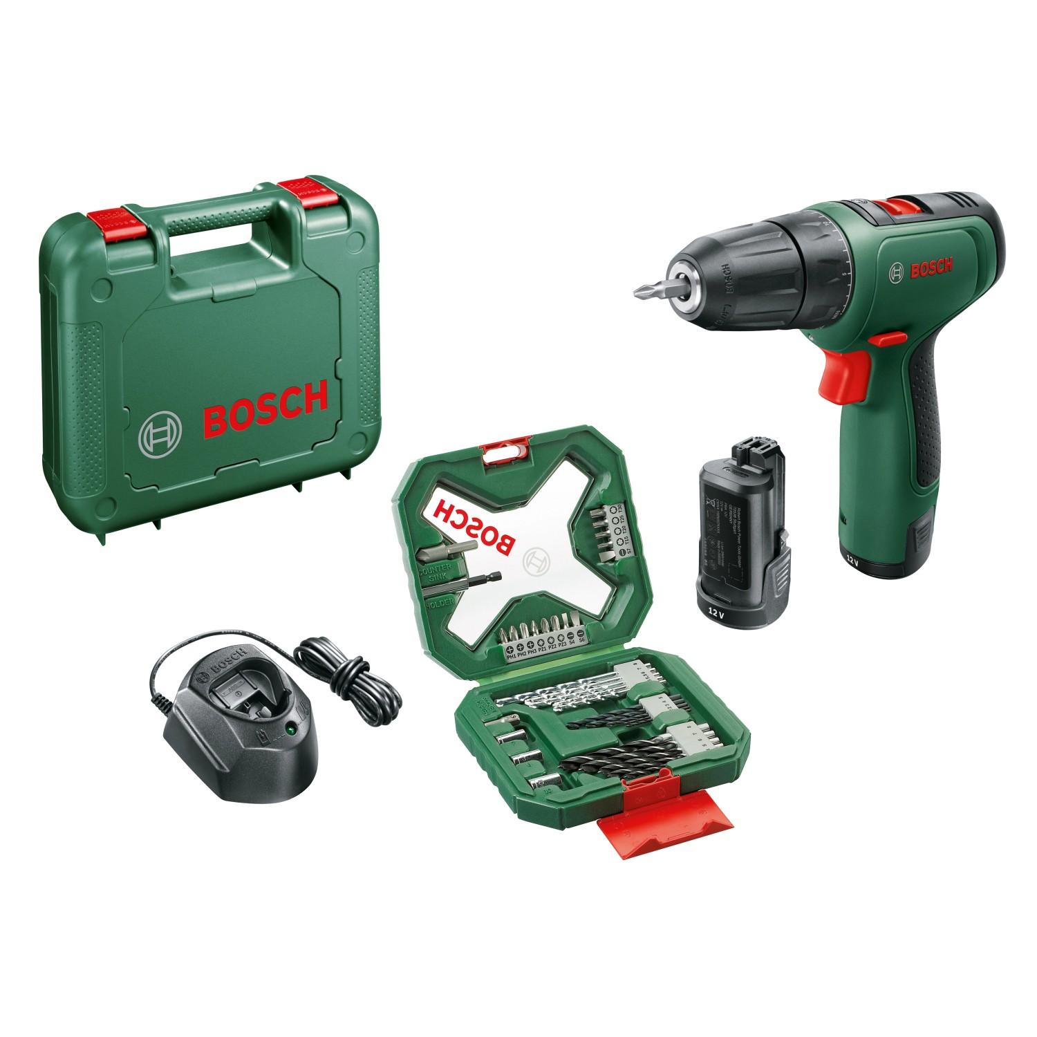 Bosch Akku-Bohrschrauber EasyDrill 1200 im Softbag inkl. 62-teilig Zubehör günstig online kaufen