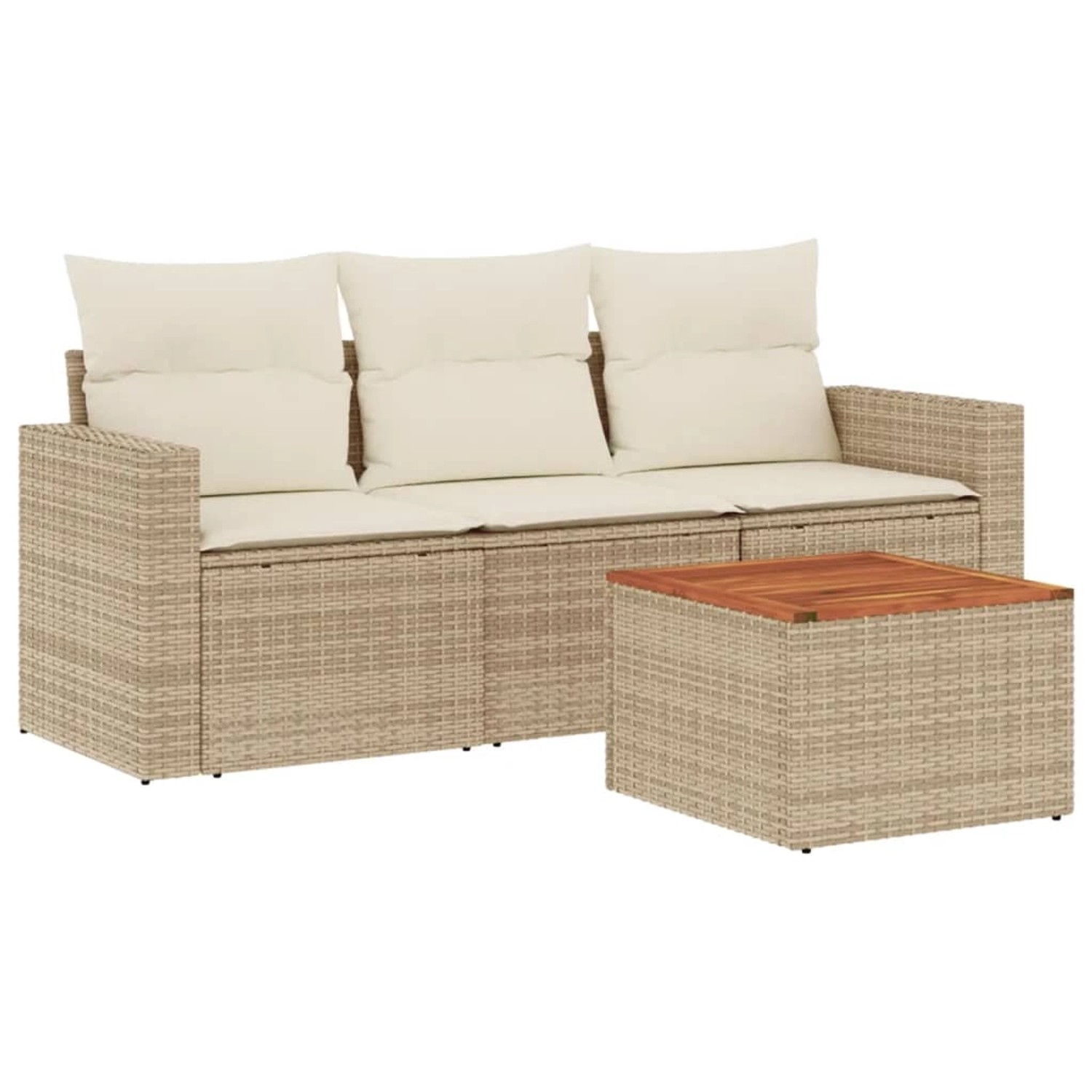 vidaXL 4-Tlg Garten-Sofagarnitur mit Kissen Beige Poly Rattan 3223993 günstig online kaufen