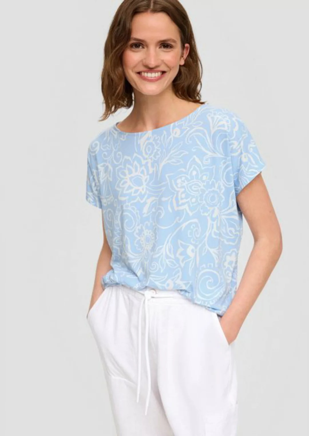 s.Oliver Shirttop Viskose-Shirt mit All-over-Print im Relaxed Fit günstig online kaufen