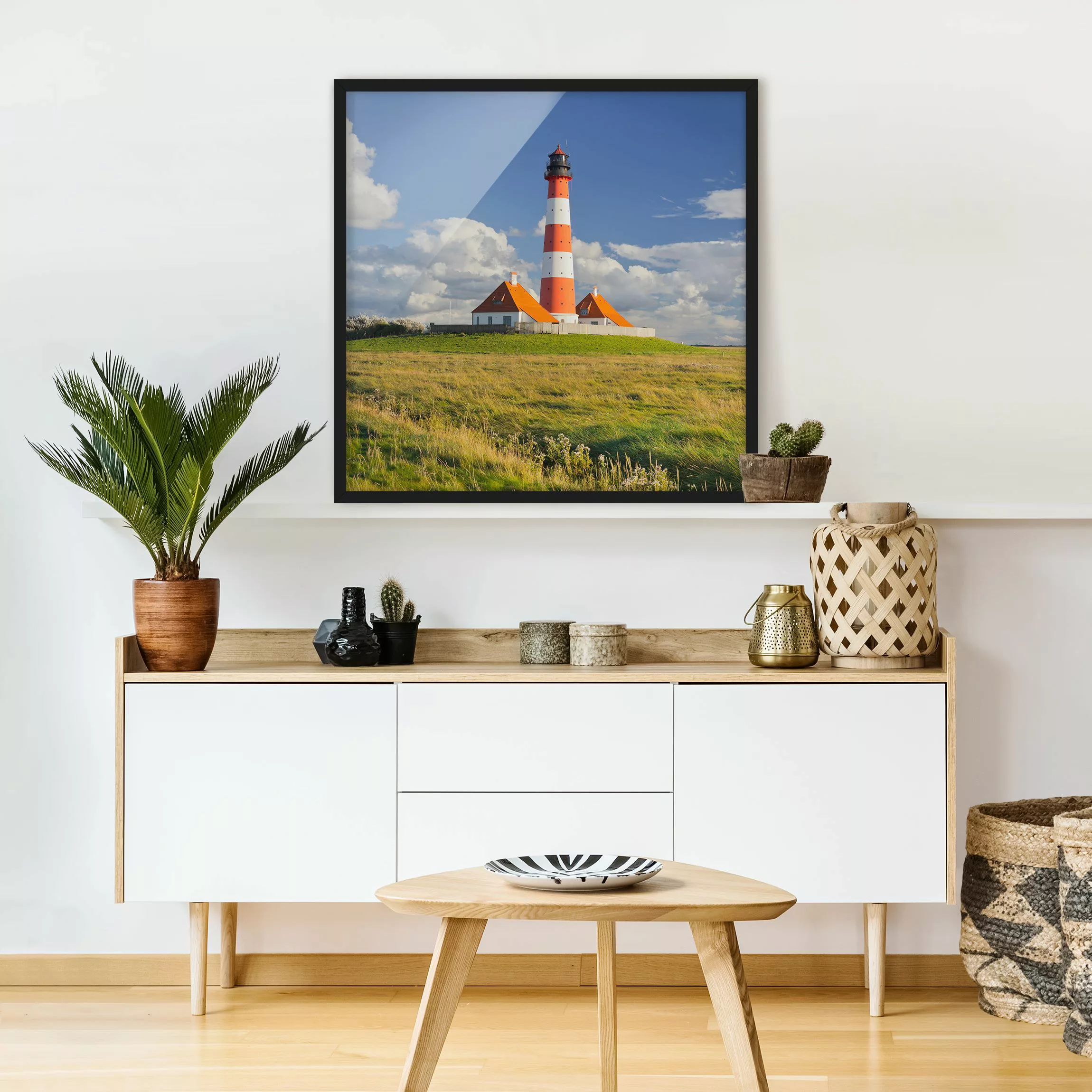 Bild mit Rahmen Natur & Landschaft - Quadrat Leuchtturm in Schleswig-Holste günstig online kaufen