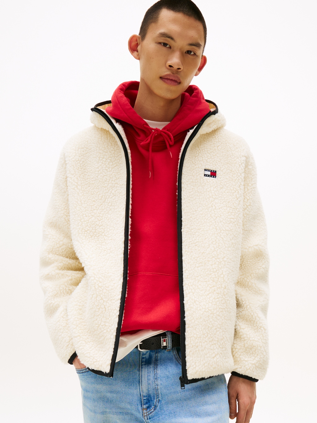 Tommy Jeans Plüschjacke "TJM REG BADGE TEDDY ZIP TRU EXT", mit Kapuze, Frei günstig online kaufen