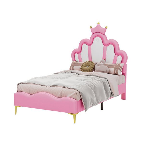 TavilaEcon Polsterbett Kinderbett Flaches Doppelbett mit krone-Form Prinzes günstig online kaufen