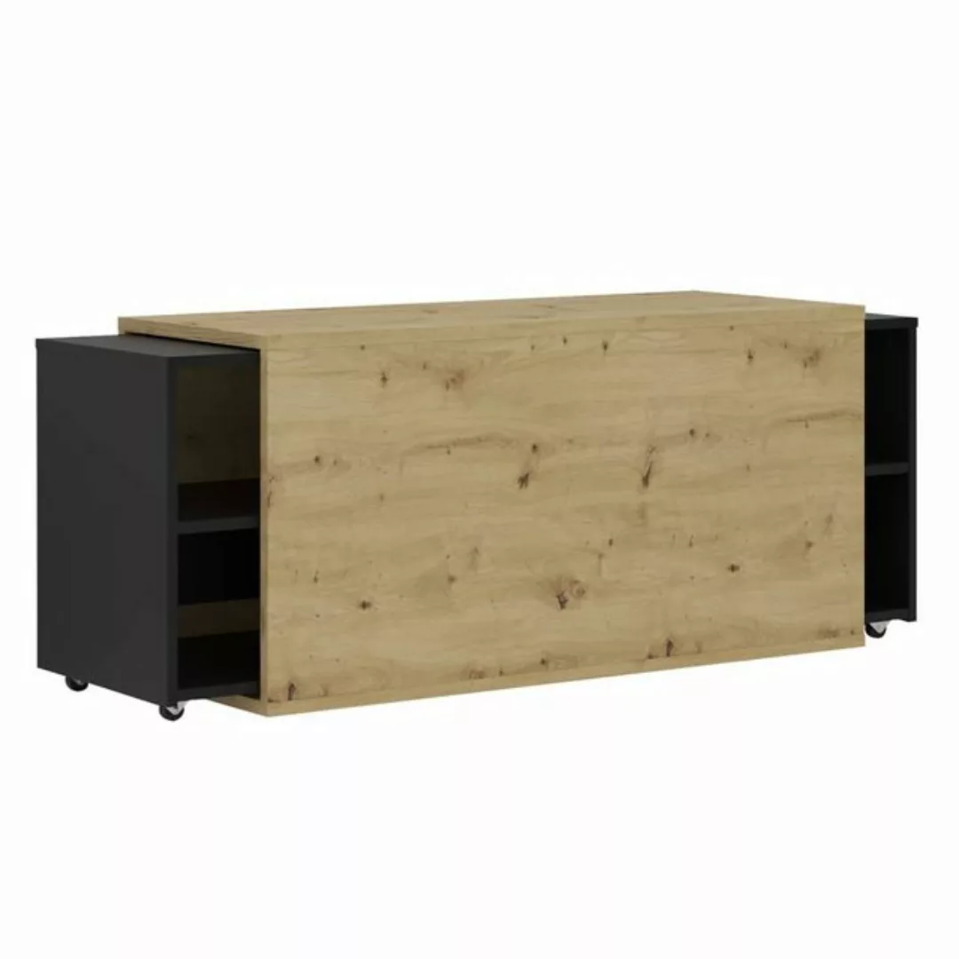 FMD TV-Schrank TV-Schrank 194,5x39,9x49,2 cm Artisan-Eiche und Schwarz (1-S günstig online kaufen