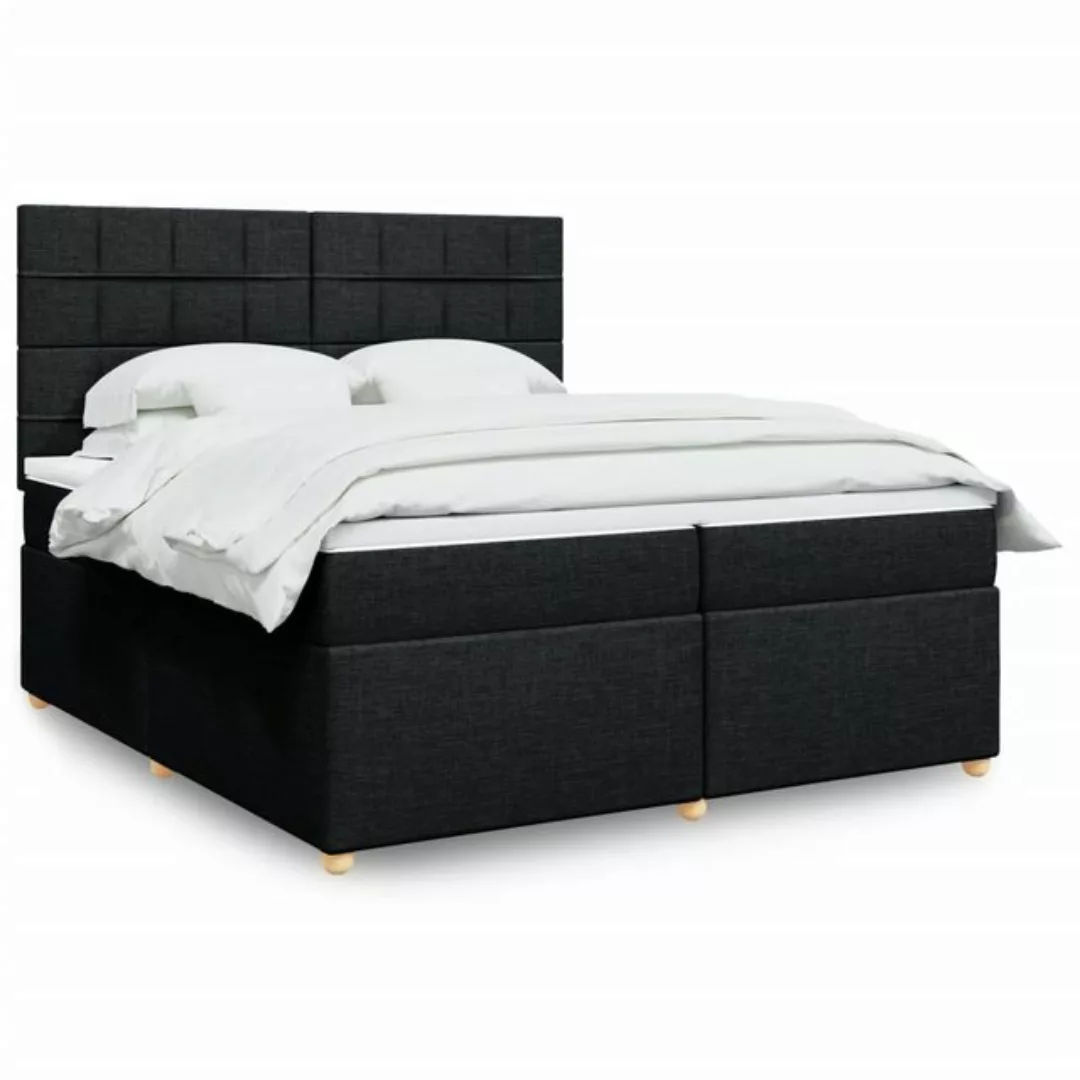 vidaXL Boxspringbett, Boxspringbett mit Matratze Schwarz 200x200 cm Stoff günstig online kaufen