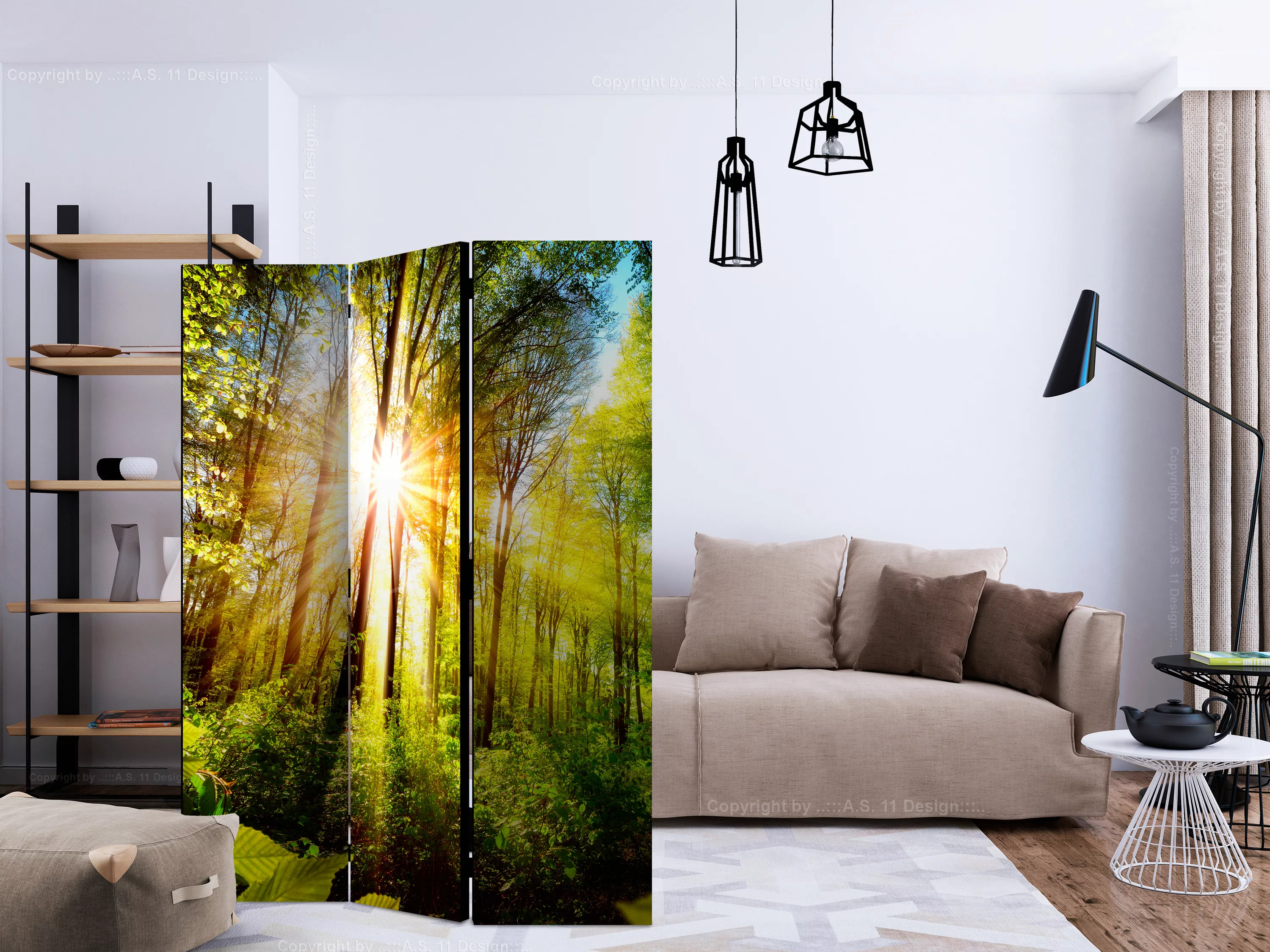 3-teiliges Paravent - Forest Hideout [room Dividers] günstig online kaufen