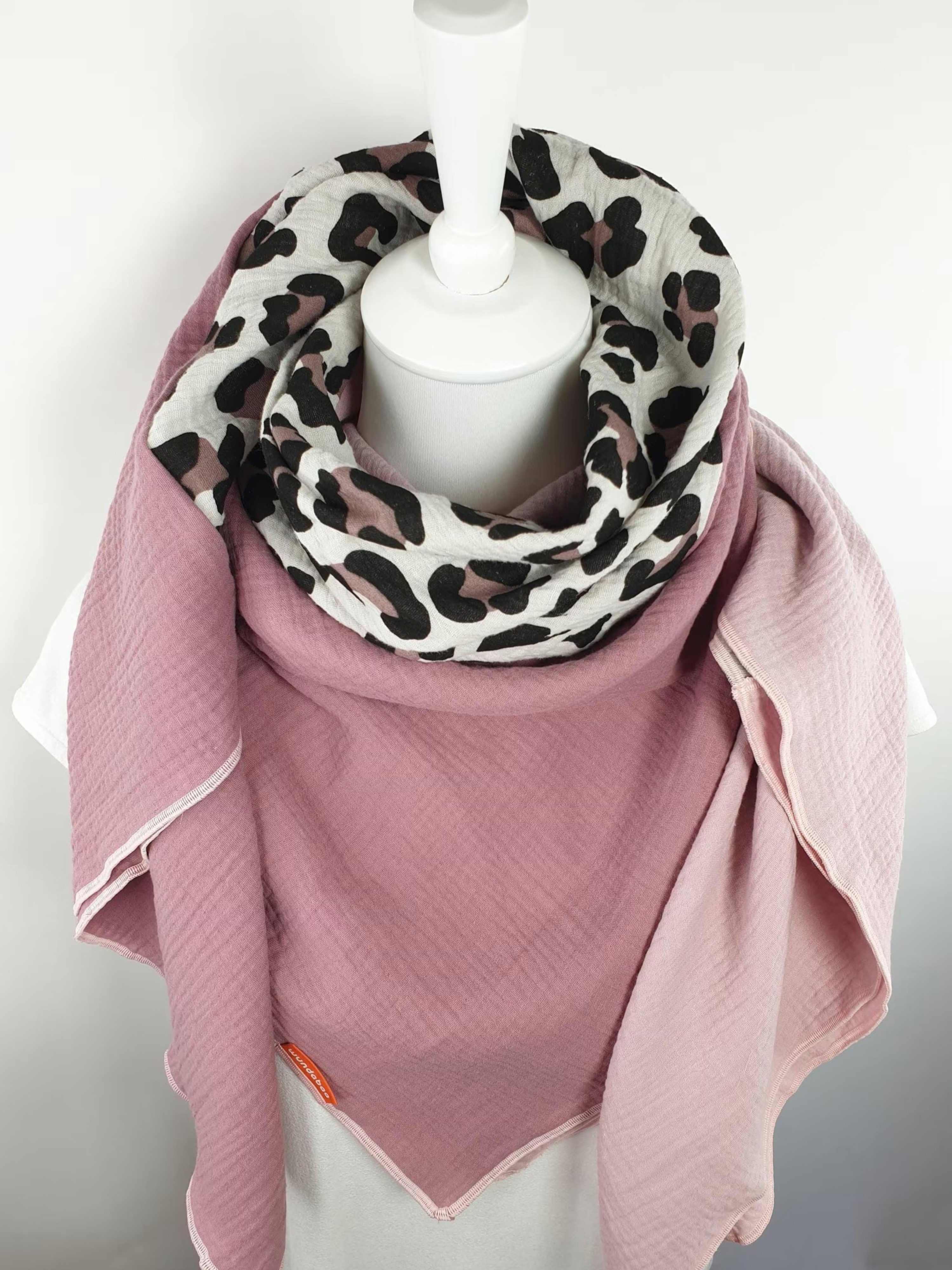 wundabaa Modetuch Musselintuch Leoprint Color Blocking günstig online kaufen