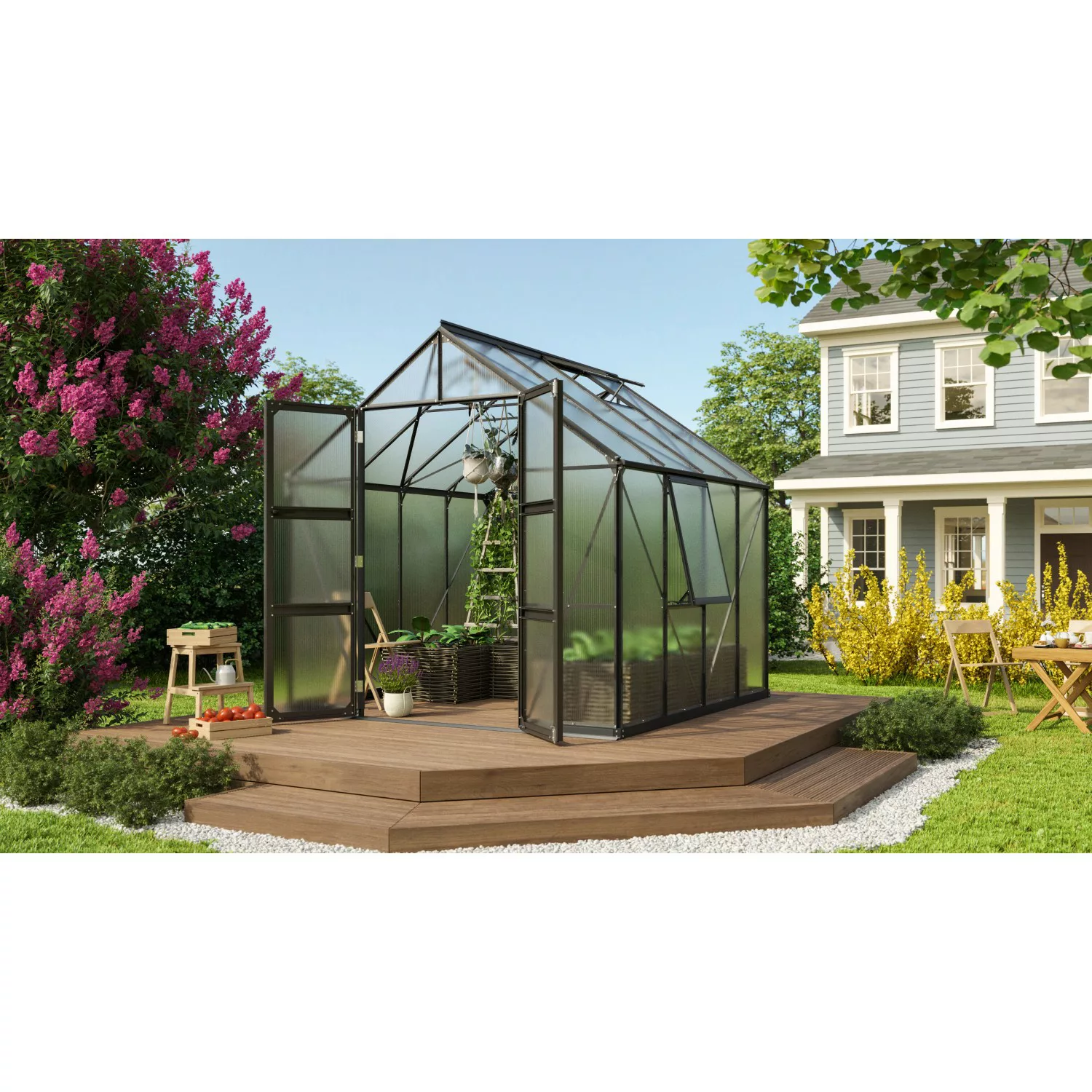 Vitavia Gewächshaus Olymp 6700 HKP 4 mm Schwarz B 257 cm x T 258 cm günstig online kaufen