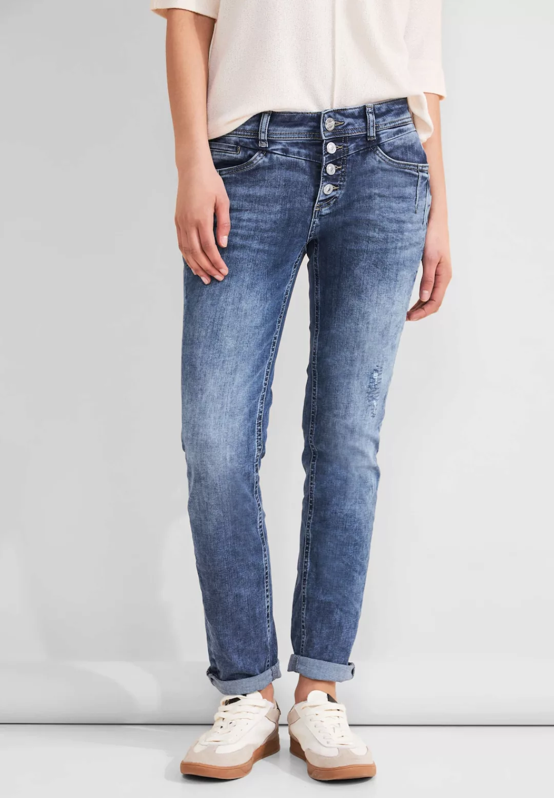 STREET ONE Gerade Jeans, mit Knopfleiste günstig online kaufen