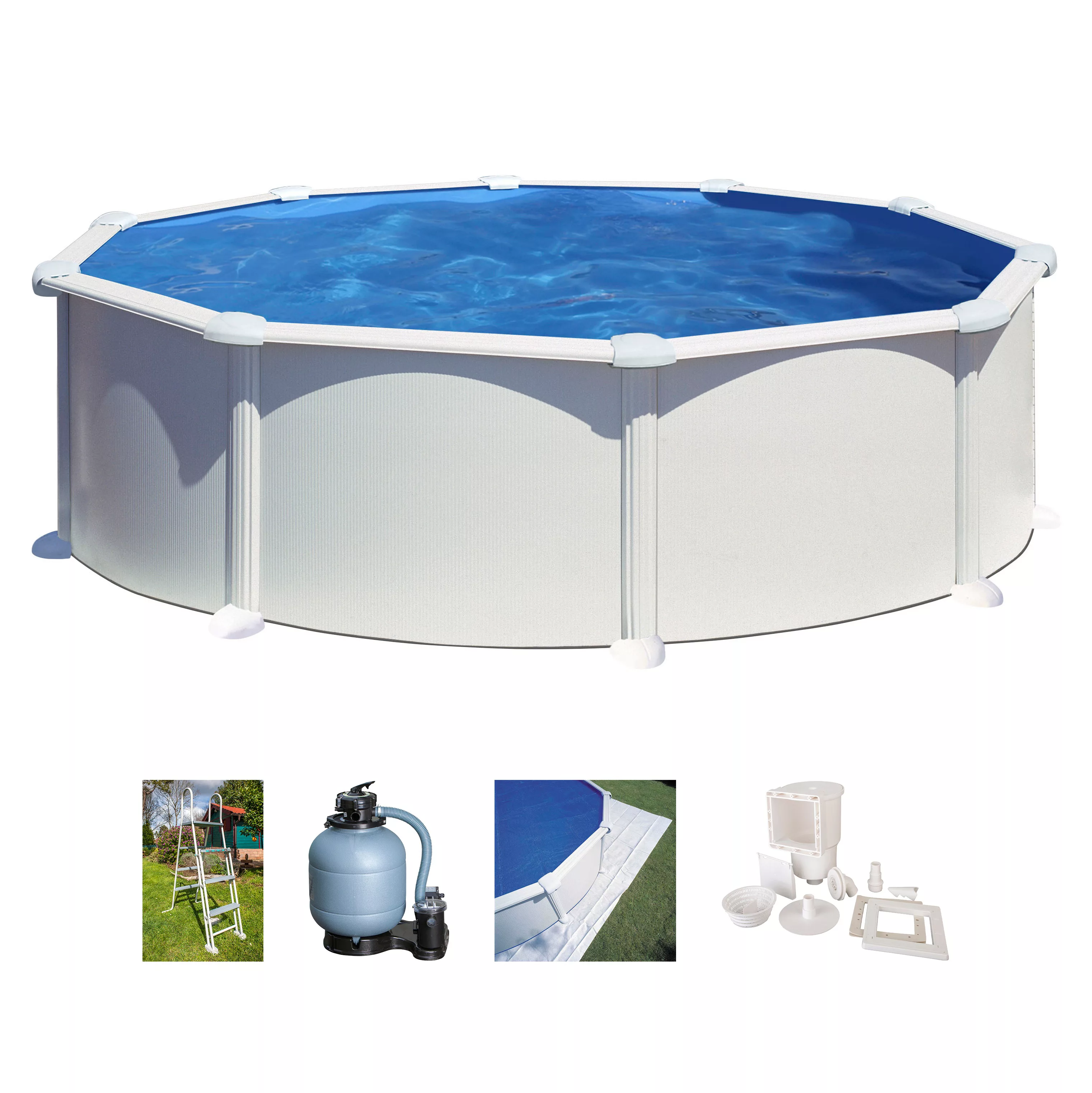 Gre Stahlwand-Pool Atlantis Ø 460 cm x 132 cm Rund Weiß günstig online kaufen