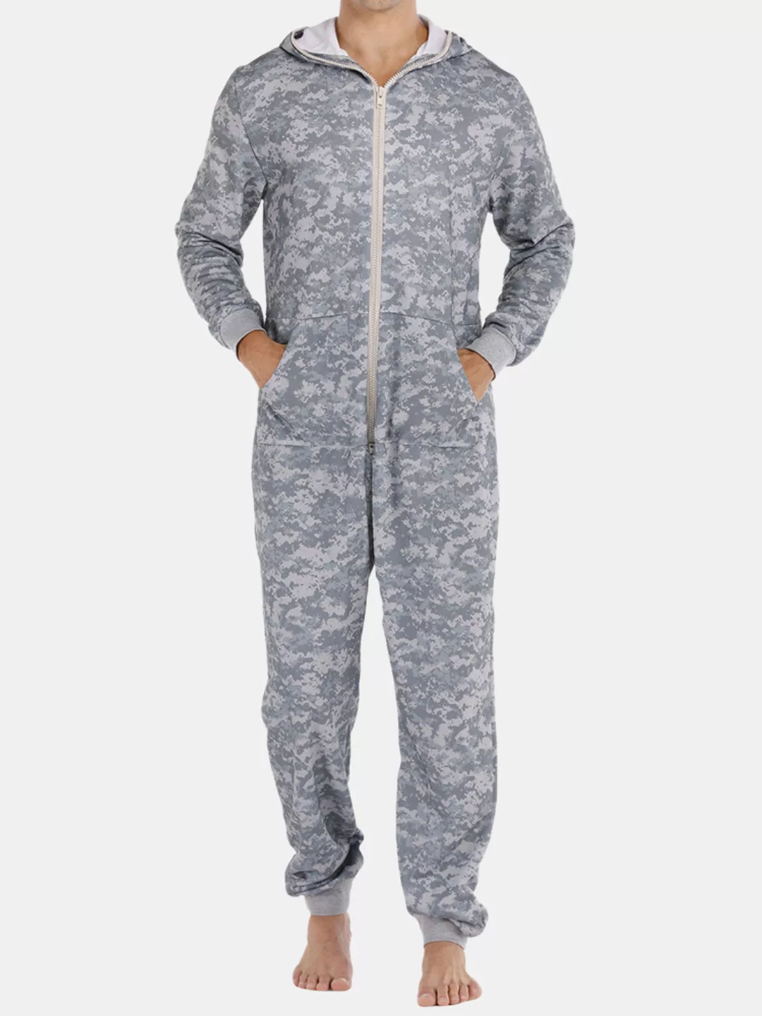 Männer Grau Camo Loungewear Jumpsuit Verdicken Sie Thermal Loose Zip Down H günstig online kaufen