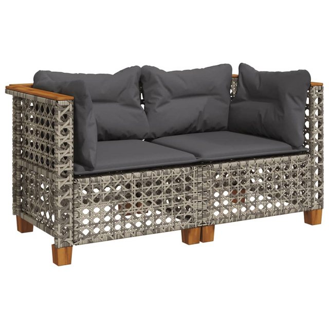 vidaXL Loungesofa Garten-Ecksofas mit Kissen 2 Stk. Grau Poly Rattan, 2 Tei günstig online kaufen