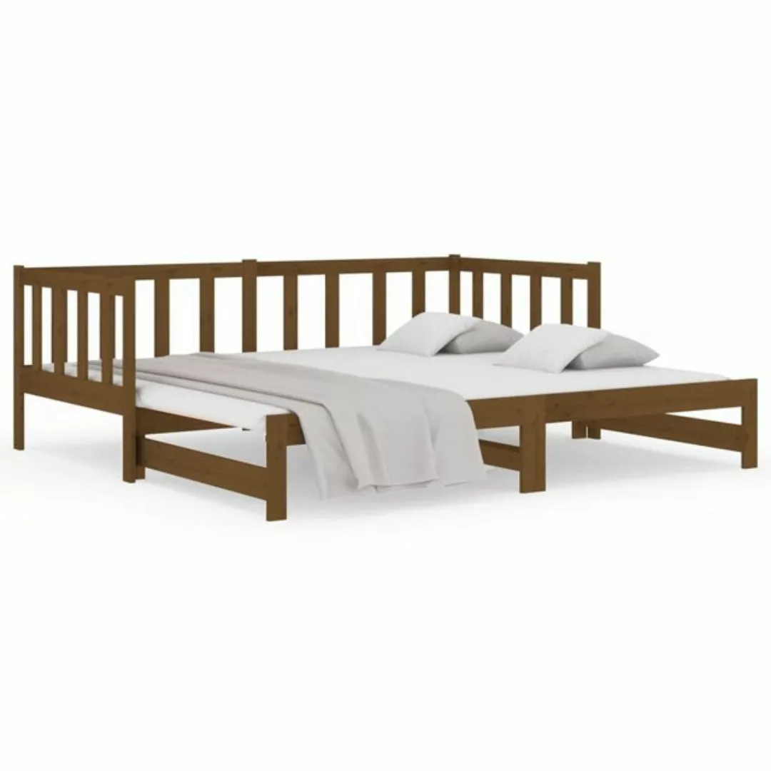 furnicato Bett Tagesbett Ausziehbar Honigbraun 2x(80x200) cm Massivholz Kie günstig online kaufen
