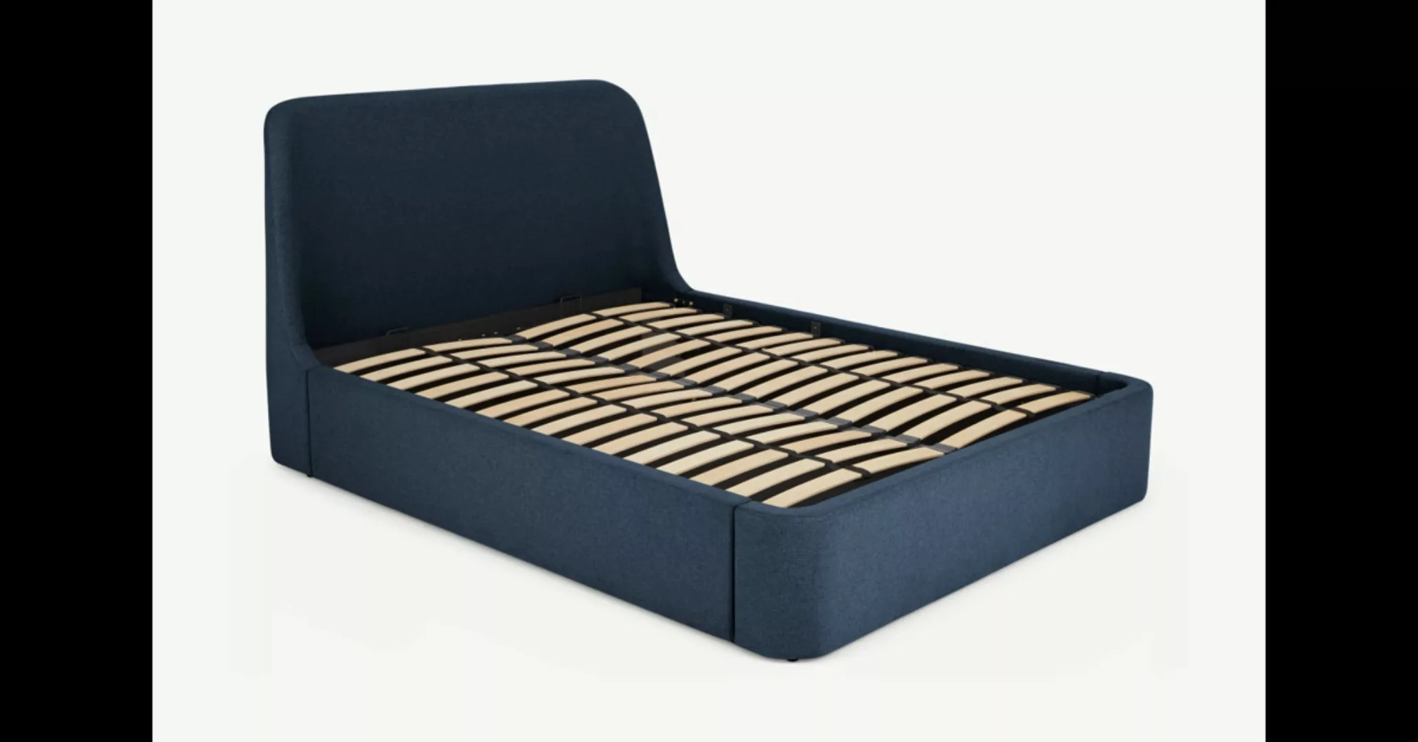 Hayllar Polsterbett mit Bettkasten (160 x 200 cm), Aegaeisblau - MADE.com günstig online kaufen