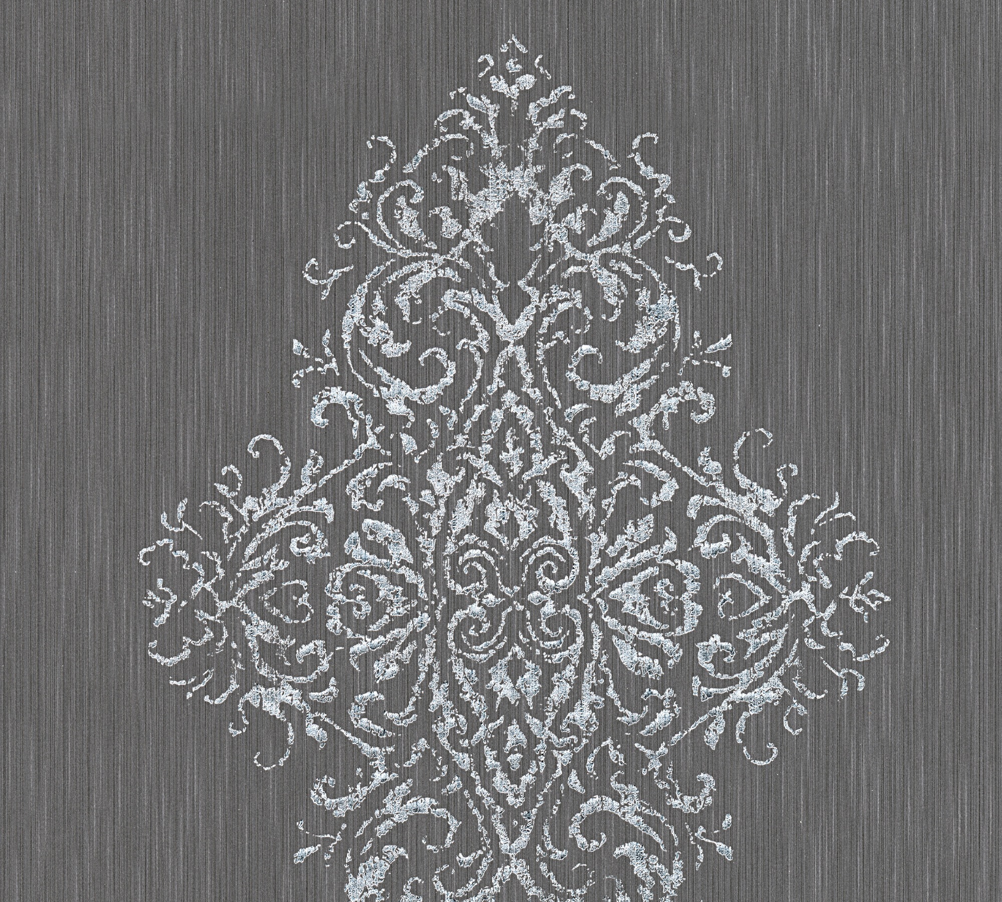 Bricoflor Neobarock Tapete mit Glitzer in Silber Ornament Textiltapete in a günstig online kaufen