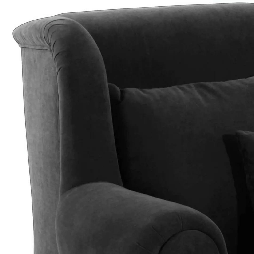 Wohnzimmer Sessel mit Fußteil in Schwarz Velour 149 cm tief günstig online kaufen