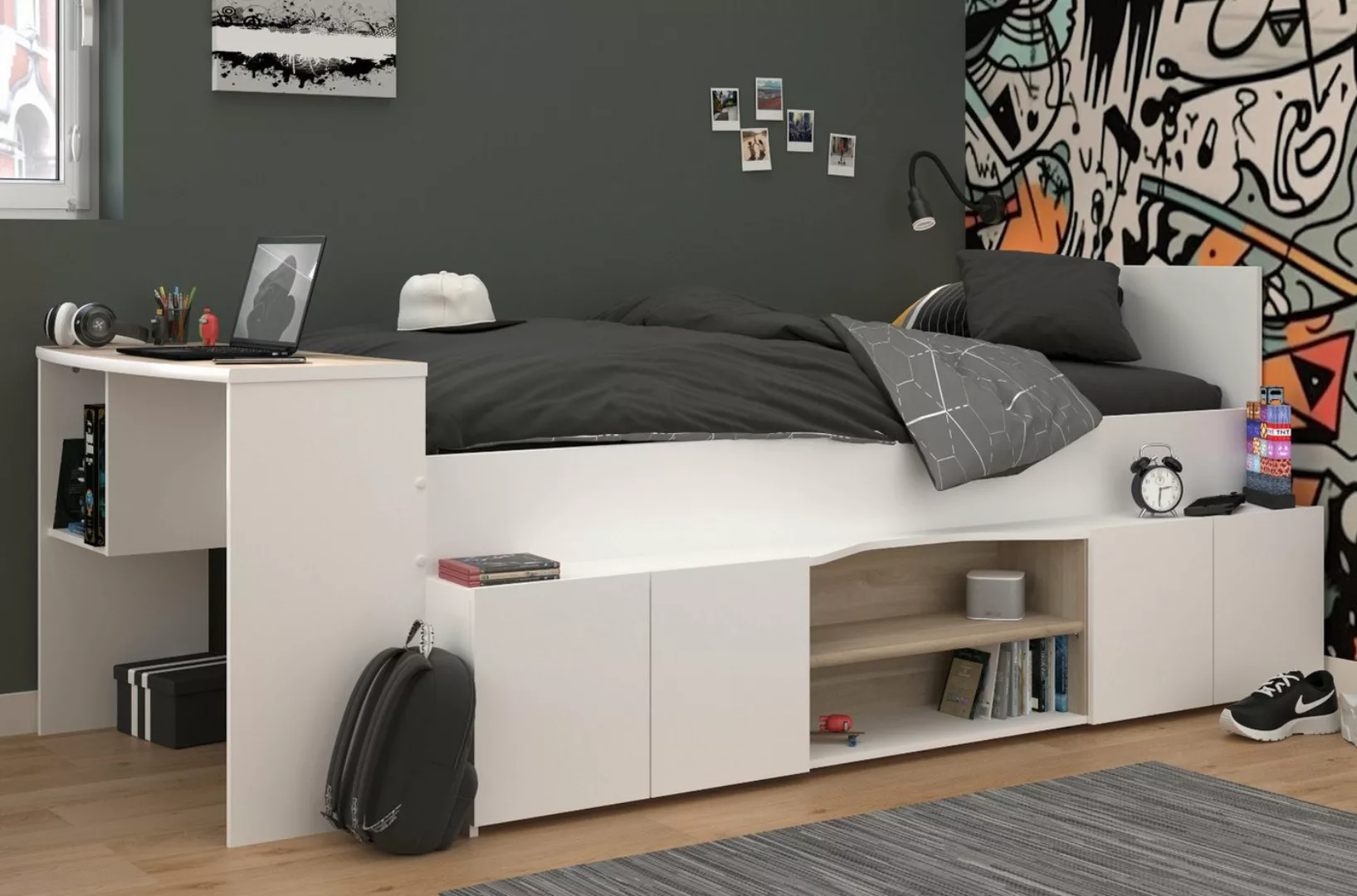 Inn.Furn Jugendbett Cleo (Stauraumbett in weiß, 90 x 200 cm), mit Stauraum günstig online kaufen