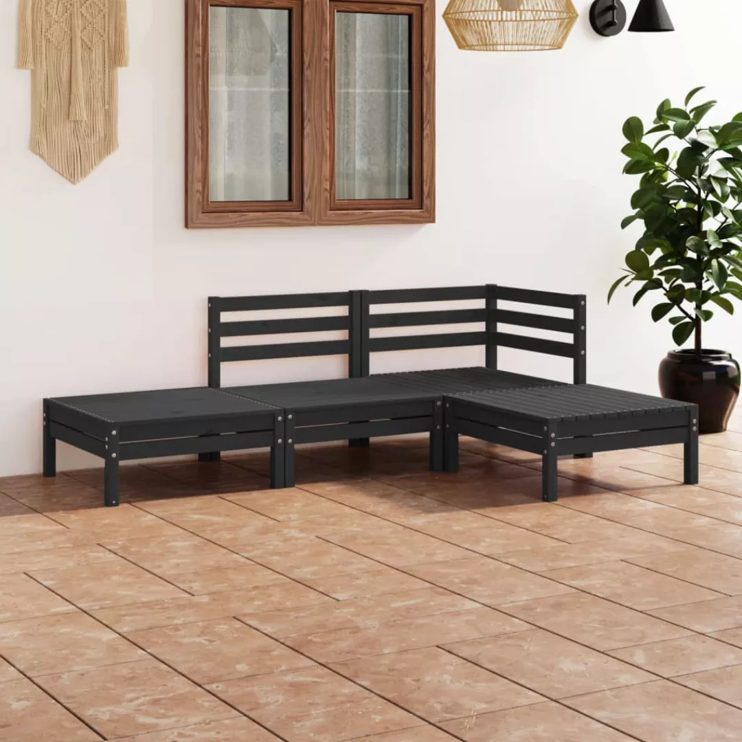 4-tlg. Garten-lounge-set Schwarz Massivholz Kiefer günstig online kaufen