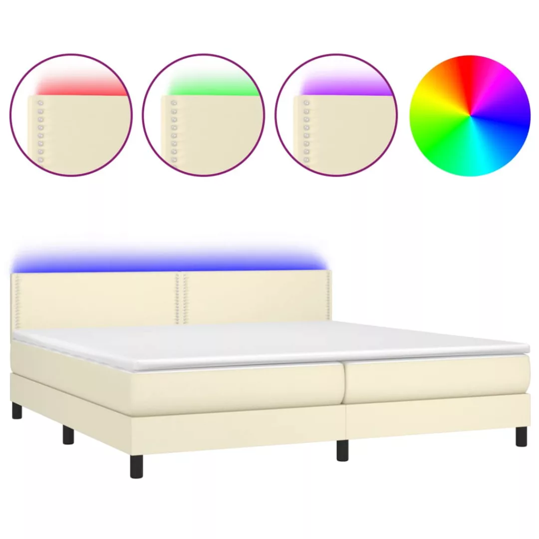 Vidaxl Boxspringbett Mit Matratze & Led Creme 200x200 Cm Kunstleder günstig online kaufen