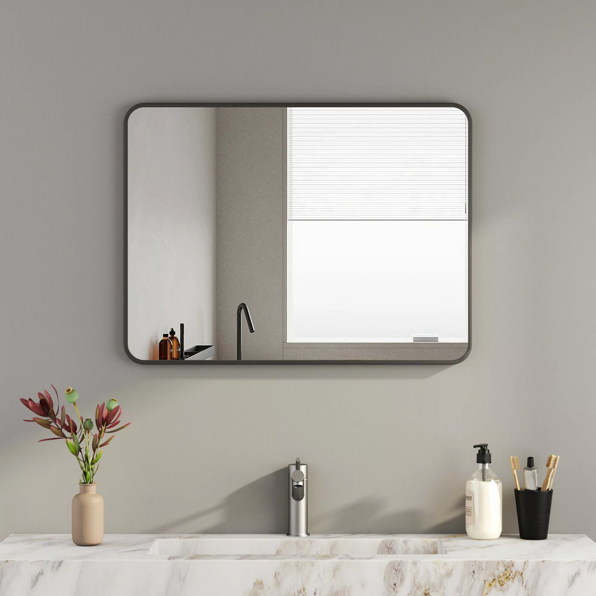 Boromal Wandspiegel Spiegel Schwarz Rechteckig Wand günstig online kaufen