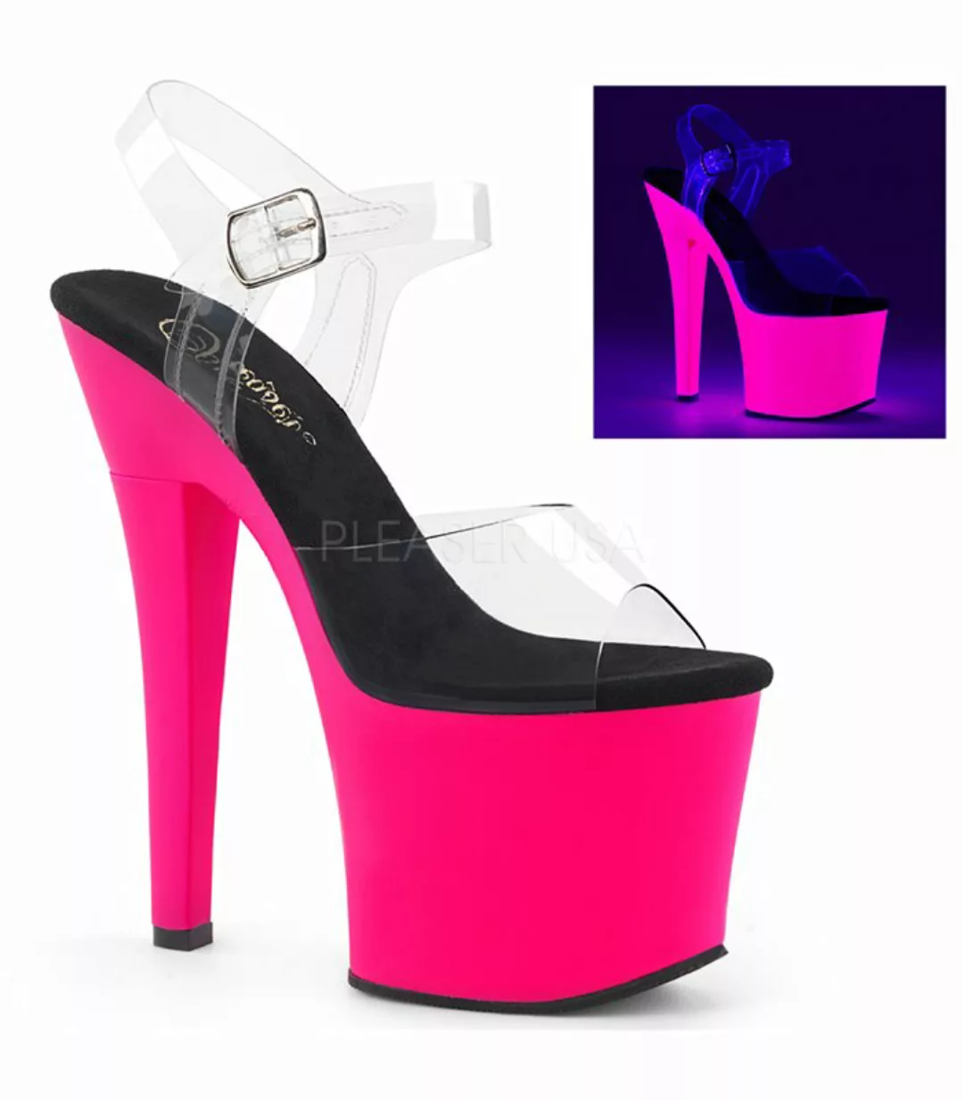 Plateau Sandalette RADIANT-708UV - Neon Pink (Schuhgröße: EUR 38) günstig online kaufen