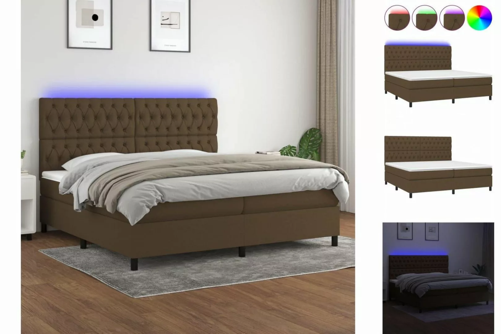 vidaXL Boxspringbett Bett Boxspringbett mit Matratze & LED Stoff (200 x 200 günstig online kaufen