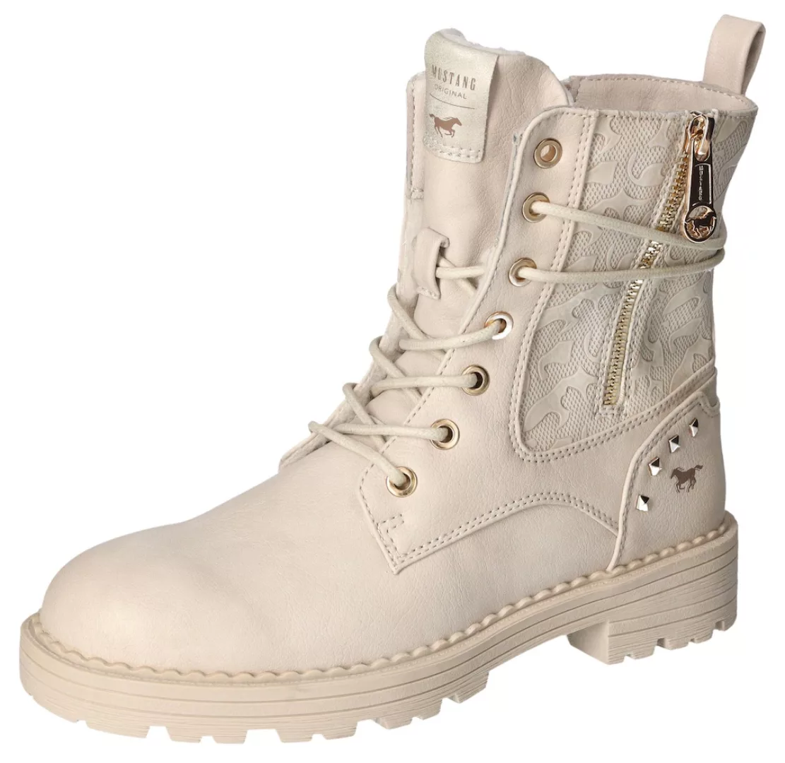 Mustang Shoes Winterboots, Blockabsatz, Winterstiefelette, Schnürboots, Log günstig online kaufen